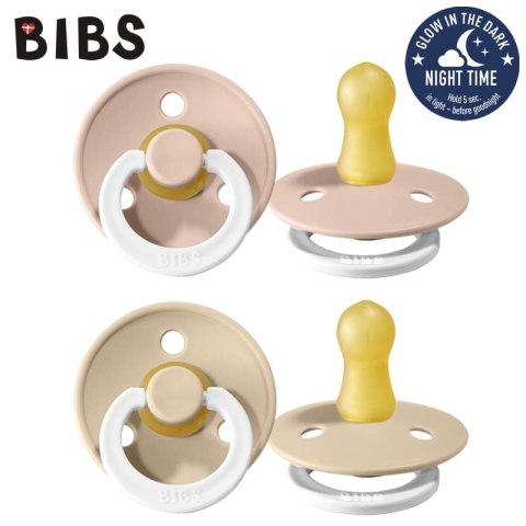 BIBS 110243 Smoczek uspokajający BLUSH NIGHT/VANILLA NIGHT S 2-pak