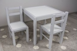 DREWEX Zestaw Stolik + 2 krzesełka biały/szary