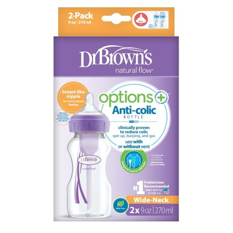 Dr.Browns WB92603 Butelka szeroka szyjka 270 ml PP OPTIONS PLUS 2 PAK fioletowy