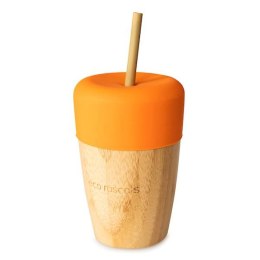 ECORASCALS Kubek bambusowy o pojemności 240 ml z silikonową nakładką kolorze pomarańczowym