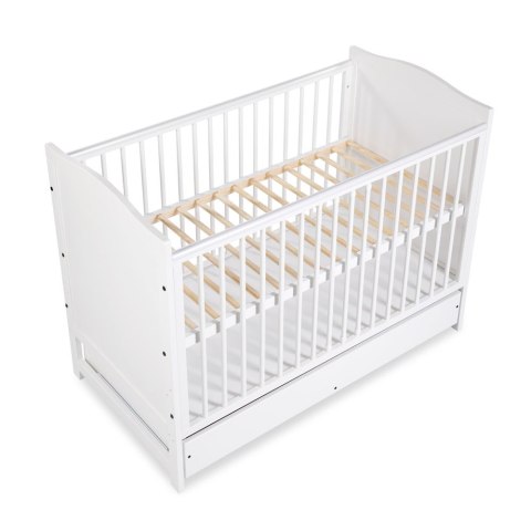 KLUPŚ Łóżeczko FELIX biały z szufladą i barierką 120x60