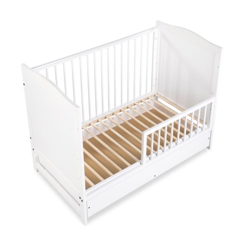 KLUPŚ Łóżeczko FELIX biały z szufladą i barierką 120x60