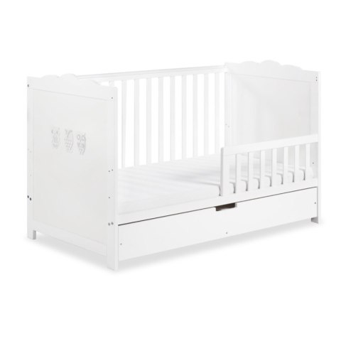 KLUPŚ Łóżeczko MARSELL biały 140x70 z szufladą i barierką