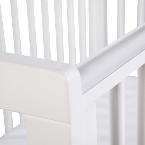 KLUPŚ Łóżeczko TIMI biały z szufladą i barierką 120x60