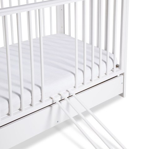 KLUPŚ Łóżeczko TIMI biały z szufladą i barierką 120x60