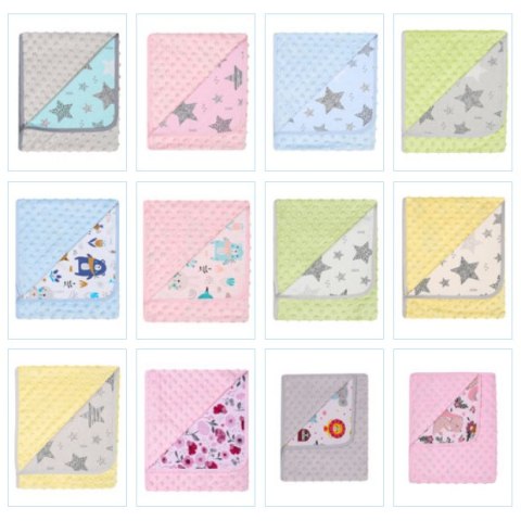 DUET BABY 625 Kocyk podwójny MINKY + bawełna druk 80x90