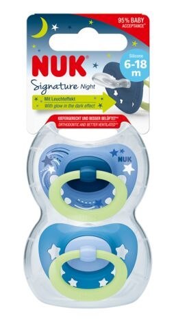 NUK 736681 Smoczek 6-18m SIGNATURE NIGHT 2szt