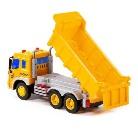 POLESIE 86204 CITY samochód-wywrotka inercyjny ze światłem idźwiękiem żółty pudełko