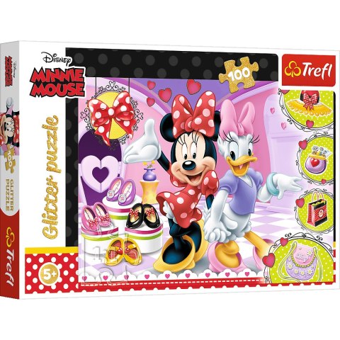 TREFL 14820 Puzzle 100 Glitter - Minnie i błyskotki