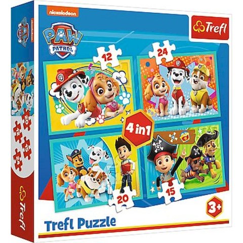 TREFL 34346 Puzzle 4w1 Wesoła Ekipa Psiego Patrolu 3+