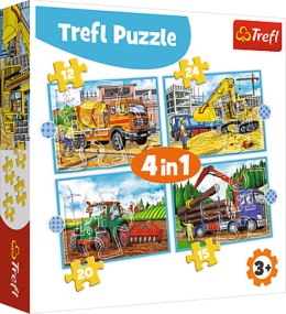 TREFL 34353 Puzzle 4w1 Duże maszyny budowlane