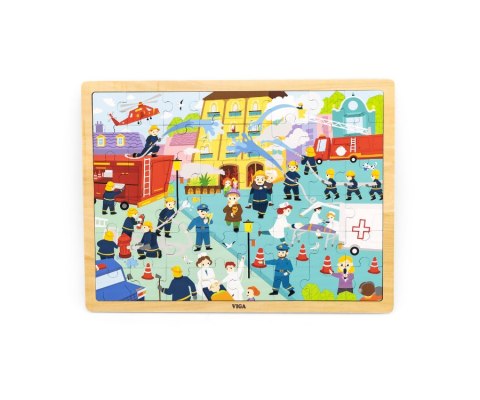 Viga 44581 Puzzle na podkładce 48 el. poznajemy pracę strażaka