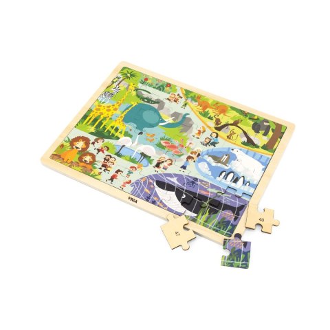 Viga 44587 Puzzle na podkładce 48 el. poznajemy zoo