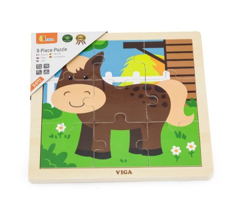 Viga 51439 Puzzle na podkładce 9 elementów- konik