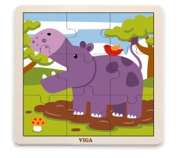 Viga 51443 Puzzle na podkładce 9 elementów- hipopotam