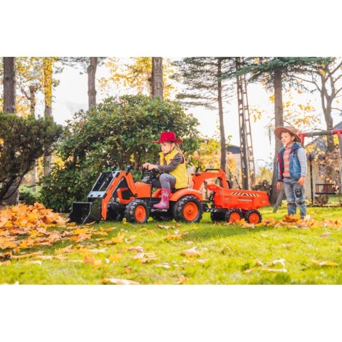 FALK Traktorek Kubota Pomarańczowy z Przyczepką od 3-7 Lat