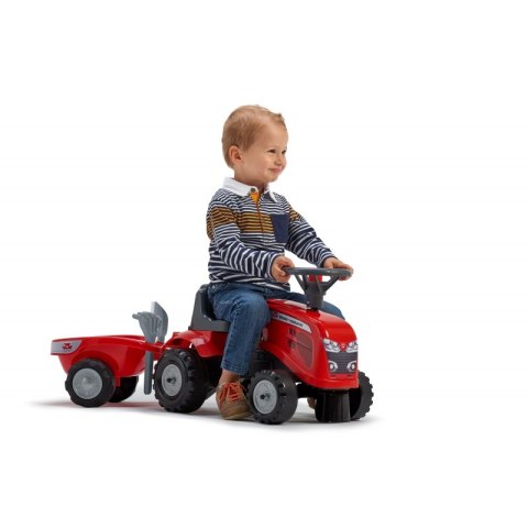 FALK Traktorek Baby Massey Ferguson Czerwony z Przyczepką + akc. Od 1 roku