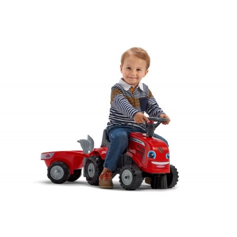FALK Traktorek Baby Massey Ferguson Czerwony z Przyczepką + akc. Od 1 roku
