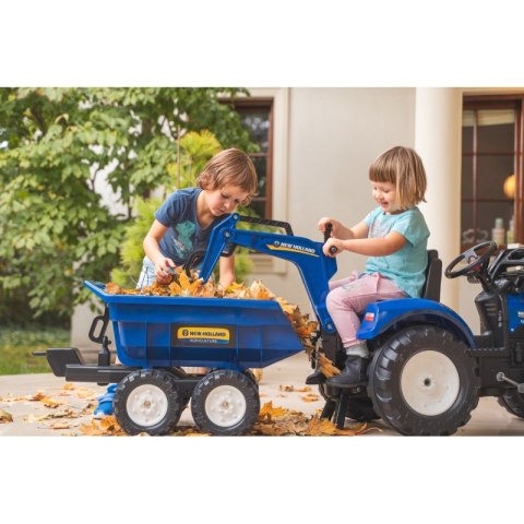 FALK Traktorek New Holland na Pedały Niebieski z Przyczepką od 3 Lat