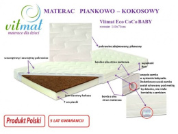 MATERAC PIANKOWO KOKOSOWY Vitmat Eco CoCo BABY 120x60