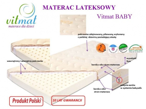 Materac Lateksowy Vitmat Baby Antyalergic 120x60