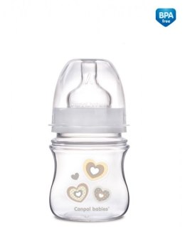CANPOL 35/216 Butelka szerokootworowa antykolkowa Easystart Newborn Baby 120 ml beżowe serduszka
