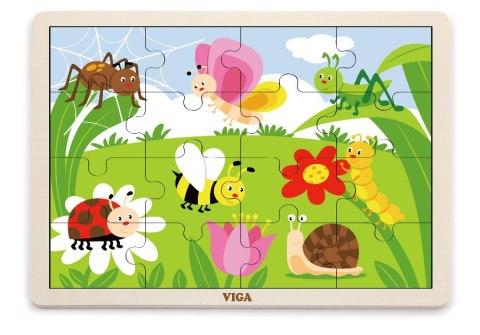 Viga 51450 Puzzle na podkładce 16 elementów- życie na łące