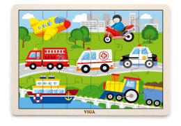 Viga 51462 Puzzle na podkładce 24 elementy- pojazdy w mieście