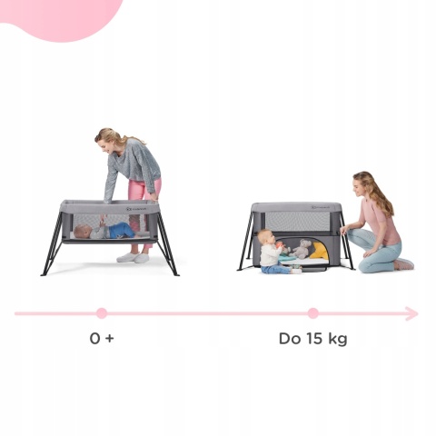 MOVI Kinderkraft Łóżeczko turystyczne Kojec z materacem GREY