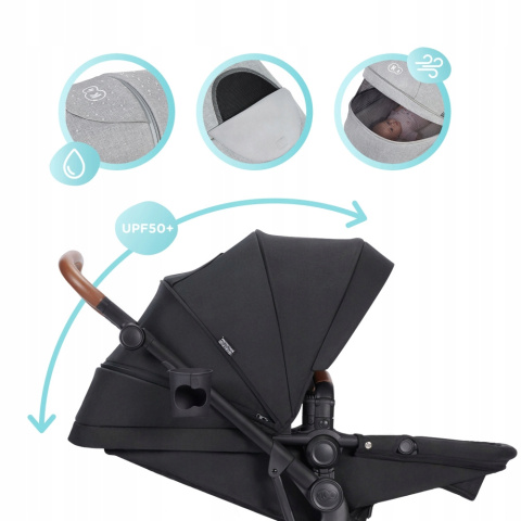 B-TOUR Kinderkraft Wózek wielofunkcyjny 3w1 z fotelikiem MINK - Black