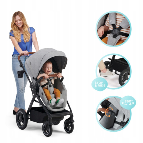 B-TOUR Kinderkraft Wózek wielofunkcyjny 3w1 z fotelikiem MINK - Dark Grey