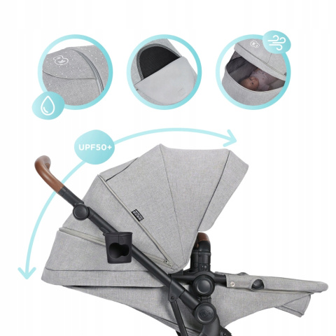 B-TOUR Kinderkraft Wózek wielofunkcyjny 3w1 z fotelikiem MINK - Light Grey