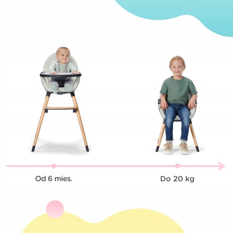 FINIX Kinderkraft Drewniane krzesełko do karmienia 2w1 ECRU