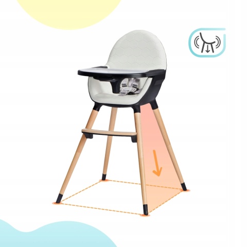 FINIX Kinderkraft Drewniane krzesełko do karmienia 2w1 ECRU