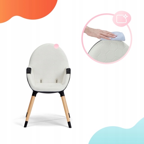 FINIX Kinderkraft Drewniane krzesełko do karmienia 2w1 ECRU