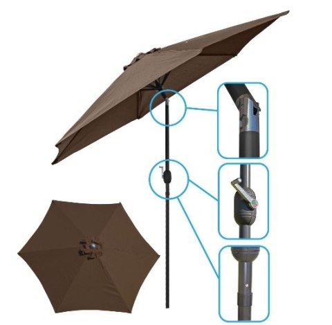 PARASOL OGRODOWY 250cm SKŁADANY BRĄZ SASNA GARDEN #H1