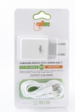 Ładowarka do telefonu uniwersalna Callme LS12 2.1A 2 USB adapter + kabel typu C