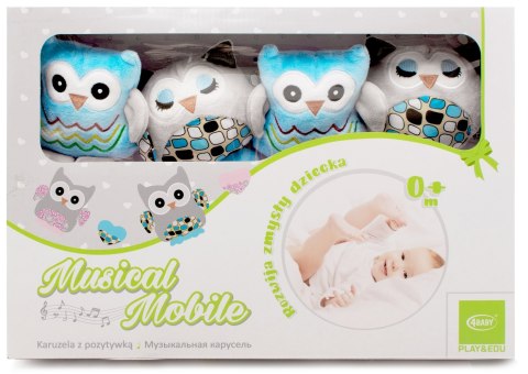 Play & Edu karuzela pluszowa sowa różowa szara