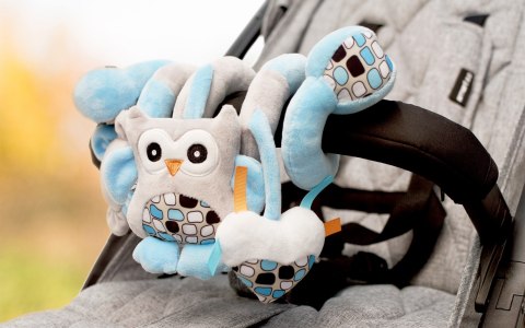 Play & Edu spirala pluszowa sowa niebieska szara