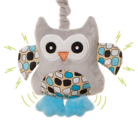 Play & Edu zabawka piszczałka sowa różowa szara