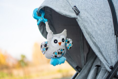 Play & Edu zabawka piszczałka sowa różowa szara