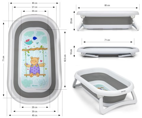 MILLY MALLY Wanienka składana Aqua grey