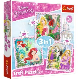 TREFL 34842 Puzzle 3w1 Roszpunka, Aurora i Arielka