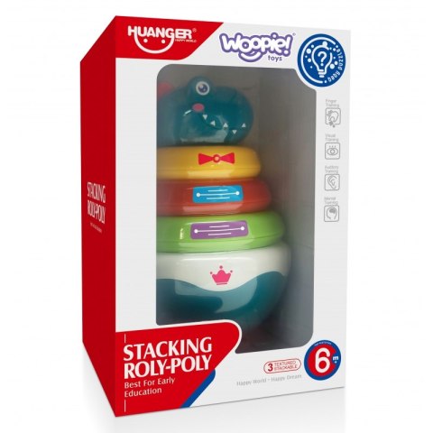 WOOPIE BABY Zabawka Sensoryczna Dino Układanka Piramidka dla Niemowląt