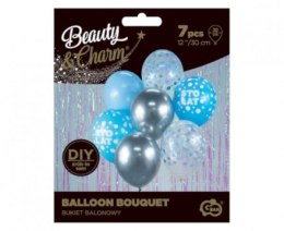 Bukiet balonowy Beauty&Charm srebrno-niebieski STO LAT 7 szt. 30cm BB-SNS7