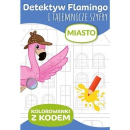 PROMO Detektyw Flamingo i tajemnicze szyfry. Kolorowanki z kodem. Miasto KS66010 Trefl