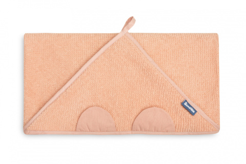 Okrycie kąpielowe Miś - Krepa z kapturkiem z uszkami 100x100 cm Sensillo - Brudny Róż