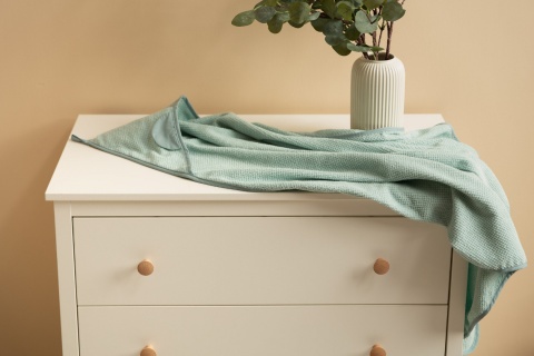 Okrycie kąpielowe Miś - Krepa z kapturkiem z uszkami 100x100 cm Sensillo - Mięta