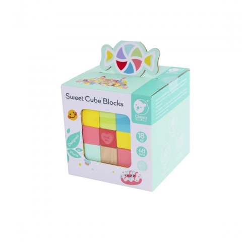 CLASSIC WORLD Drewniane Klocki Cukiernia Układanka Nauka Liczenia i Liter 68 el.