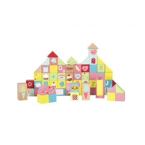 CLASSIC WORLD Drewniane Klocki Cukiernia Układanka Nauka Liczenia i Liter 68 el.